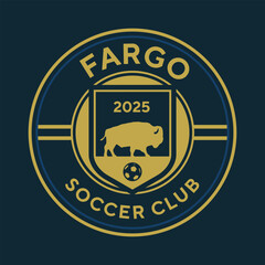 Fargo, North Dakota soccer club. Sport vector logo.