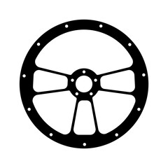 Obraz premium Racing car Steering Wheel silhouette. Car automobile accessories icon logo vector illustration