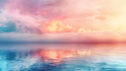 Obraz premium A serene landscape with a blurred background of soft fluffy pastel colors