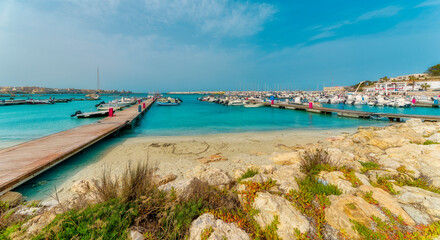 view of the sea from the beach, Otranto, Apulia, Italia, Europe, March 2024