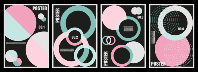 Obraz premium Collection of modern geometric minimalistic, colorful, abstract posters with geometry shapes. Vector set