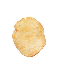 Organic potato chip from above isolated on white