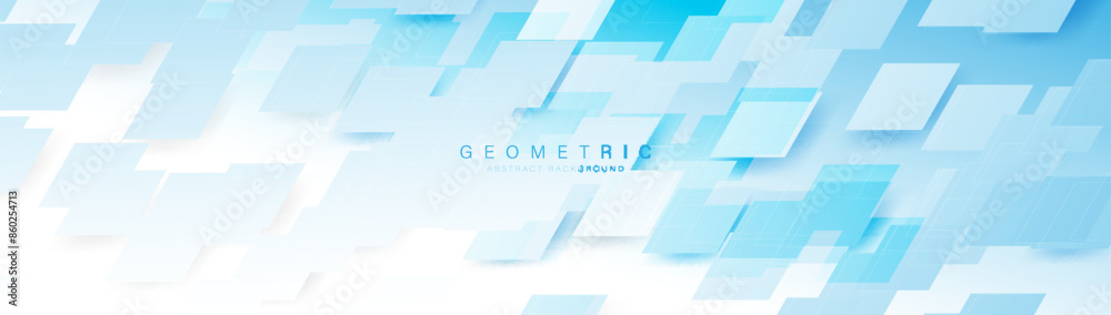 Poster abstract blue and white geometric chaotic pattern background. futuristic digital high-technology ban