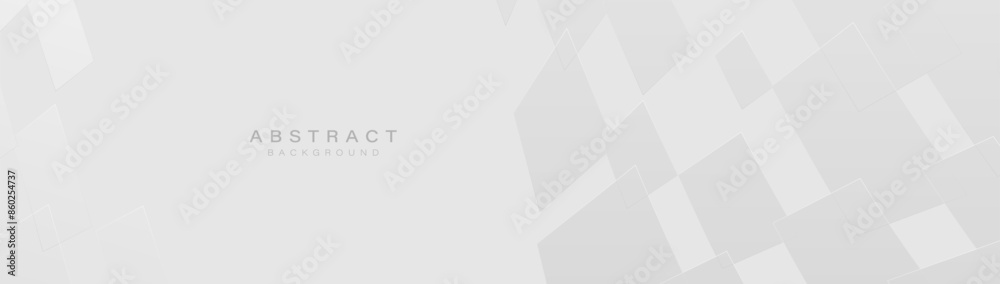 Poster Abstract white and grey geometric chaotic pattern background. Futuristic digital high-technology banner. Vector illustration