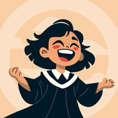 laughing and blissful graduation girl