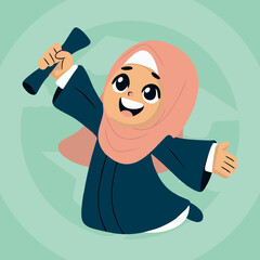 happy graduation hijab girl