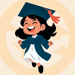 happy and blissful graduate girl character