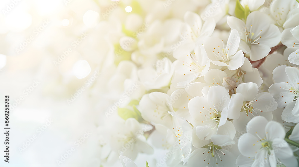 Aufkleber abstract spring seasonal background with white flowers natural easter floral image with copy space :