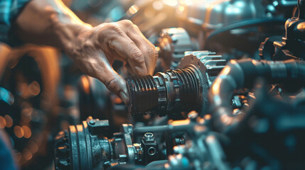 Close-up of a hand changing gears on a manual transmission