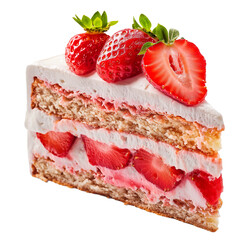 Cheesecake with strawberry on white on white background.
Cheesecake with strawberry  isolated on transparent background.