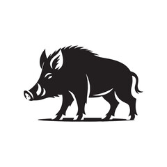 Minimalist boar silhouette for digital illustrations - wildlife vector - boar black vector
