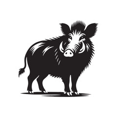 Versatile boar silhouette for different artistic uses - wildlife vector - boar black vector
