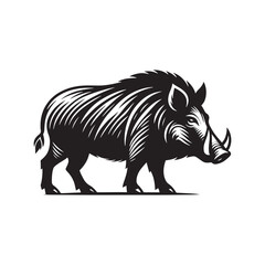 Contemporary boar silhouette for print and digital media - wildlife vector - boar black vector

