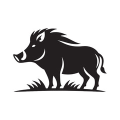 Elegant boar silhouette for digital illustrations - boar illustration - minimallest boar vector
