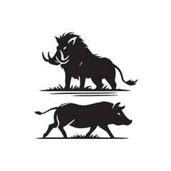 Artistic boar silhouette in a clean and clear style - boar illustration - minimallest boar vector
