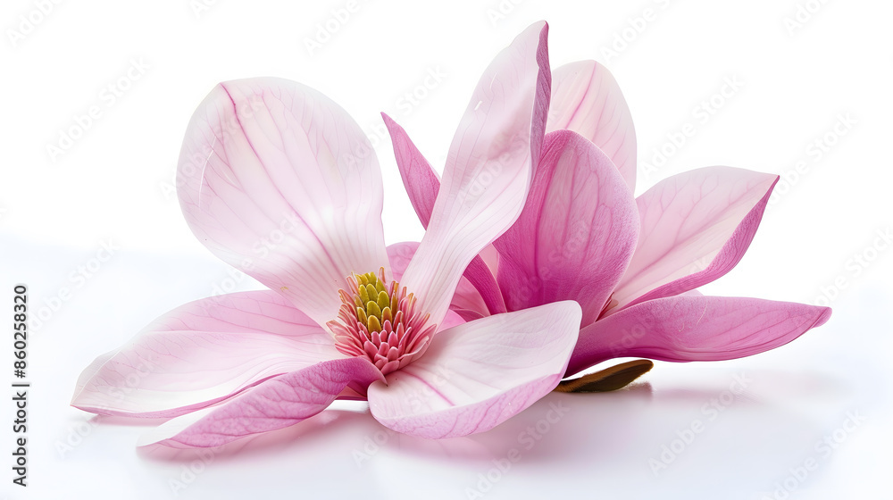 Poster Pink magnolia flower isolated on white background with full depth of field : Generative AI