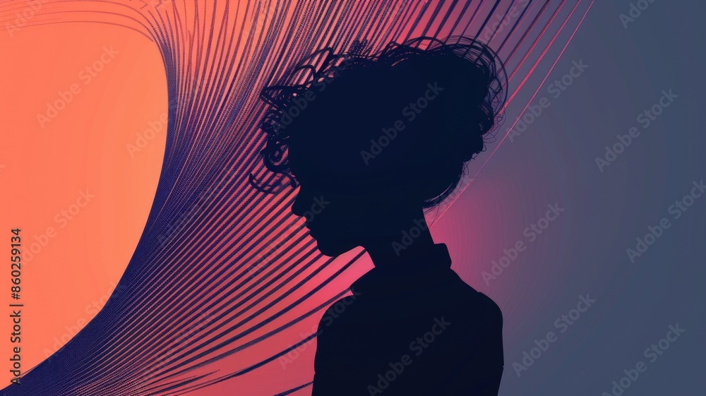Wall mural abstract space themed image with colorful planets, stars, and flowing lines on a black background. d