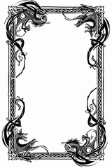Black And White Dragon Frame Design With Celtic Knots
