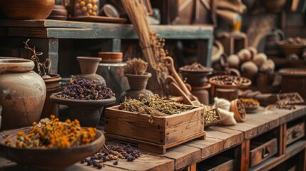Rustic Herb and Spice Market Display