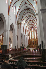 Fototapeta premium Hanoi, Vietnam - 7 Feb, 2023: Interior of the St Joseph's Cathedral, in old town Hanoi, Vietnam