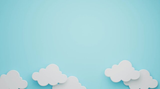 3d cloud cartoon blue background animation
