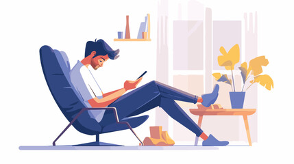 Man using smartphone. Remote work chatting in social