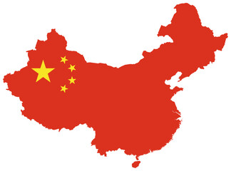 Fototapeta premium Vector map of China with flag isolated on white background.