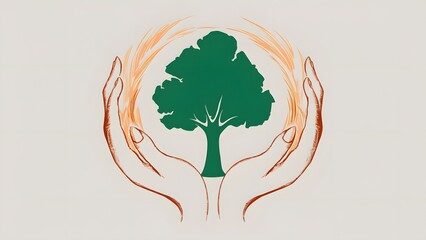 A green icon of a tree with hands on either side, symbolizing care or protection. Below the tree, there's a textual label that reads 'CONSERVATION'.