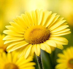Obraz premium yellow daisy flower, yellow, nature, summer, plant, sun, garden, flowers, blossom, petals, spring, bloom, macro, petal