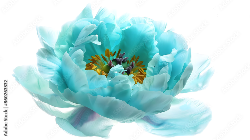 Poster turquoise peony flower isolated on a white background with clipping path no shadows closeup nature :