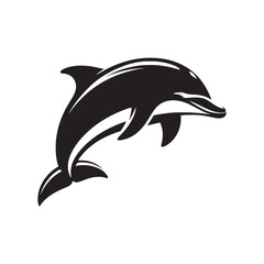 Bottlenose dolphin silhouette for art and design projects - minimallest dolphin vector
