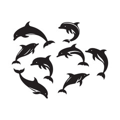 Obraz premium Elegant bottlenose dolphin silhouette for various artistic uses - sea life vector - dolphin black vector 