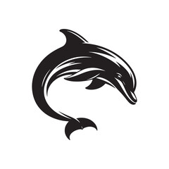 Bottlenose dolphin silhouette for modern design inspiration - minimallest dolphin vector
