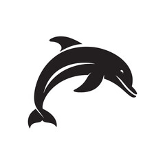 Unique bottlenose dolphin silhouette for digital projects - sea life vector - dolphin black vector
