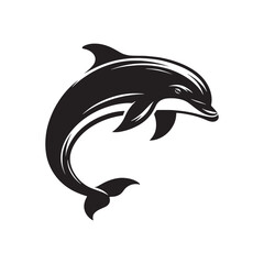 Bottlenose dolphin silhouette for versatile creative ideas - minimallest dolphin vector
