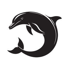 Bottlenose dolphin silhouette for educational and artistic purposes - minimallest dolphin vector
