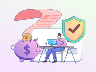 Internet financial management investment flat vector concept operation hand drawn illustration
