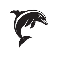 Bottlenose dolphin silhouette for any creative project - minimallest dolphin vector
