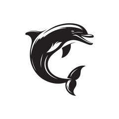 Bottlenose dolphin silhouette for artistic and educational use - minimallest dolphin vector
