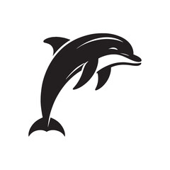 Versatile bottlenose dolphin silhouette for digital and print use - sea life vector - dolphin black vector
