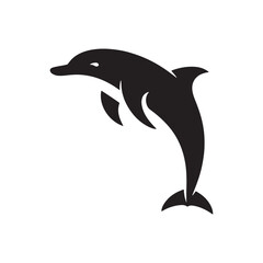 Fototapeta premium Bottlenose dolphin silhouette for art and design inspiration - minimallest dolphin vector 