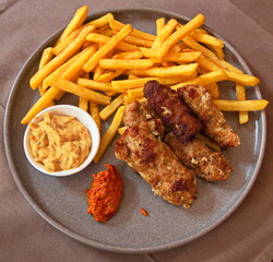 Cevapcici, the traditional food of Balkan in a restaurant in Austria, Europe
