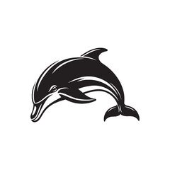 Obraz premium Stylish bottlenose dolphin silhouette for various projects - sea life vector - dolphin black vector 