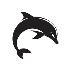 Captivating bottlenose dolphin silhouette for digital and print - sea life vector - dolphin black vector
