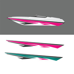 yacht ship wrapping sticker design vector. jet boat vinyl sticker