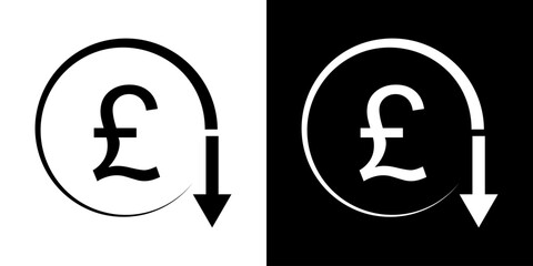 Pound Decrease icon. Decrease Pound symbol.