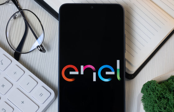 New York, USA - 11 June 2024: Enel Americas Logo on Phone Screen, Company Icon