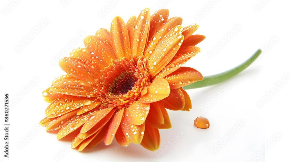 Poster gerbera flower with water drop isolated on white background : generative ai