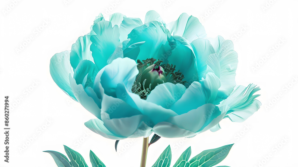 Aufkleber turquoise peony flower isolated on a white background with clipping path no shadows closeup nature :
