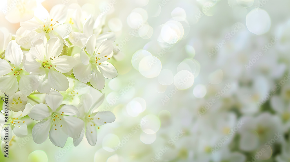 Aufkleber abstract spring seasonal background with white flowers natural easter floral image with copy space :